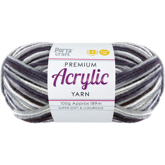 Acrylic Yarn 100g 189m 8ply Charcoal