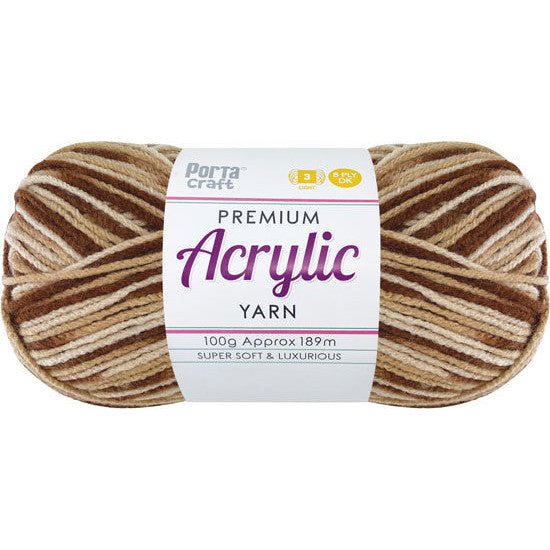 Acrylic Yarn 100g 189m 8ply Multi Mahogany - Porta Craft | Craft Vault Australia