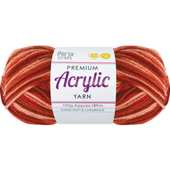Acrylic Yarn 100g 189m 8ply Fire