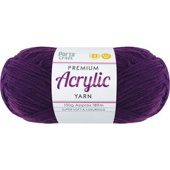Acrylic Yarn 100g 189m 8ply Purple