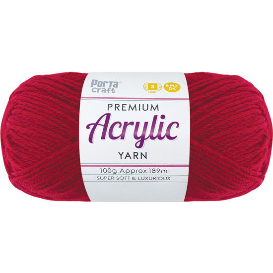 Acrylic Yarn 100g 189m 8ply Ruby