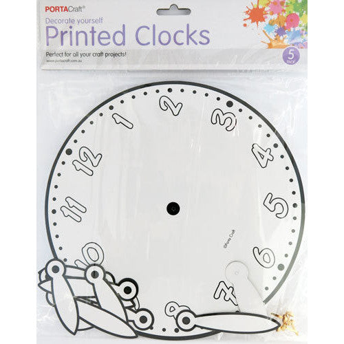 Cardstock Printed Clocks 5pc