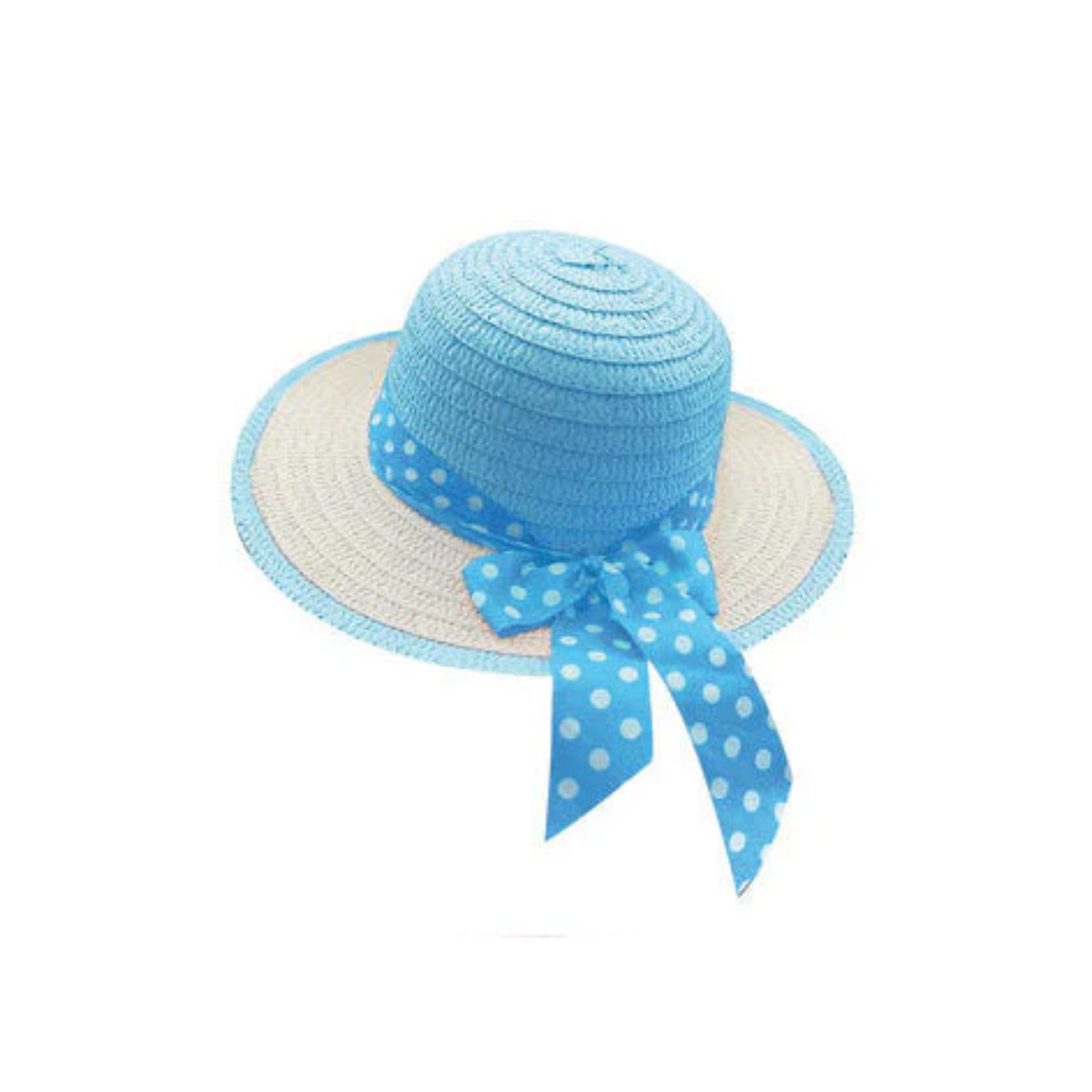 Bonnet Ribbon Bonnet with Coloured Trim and Polka Dot Ribbon Bow - Blue – Craft Vault