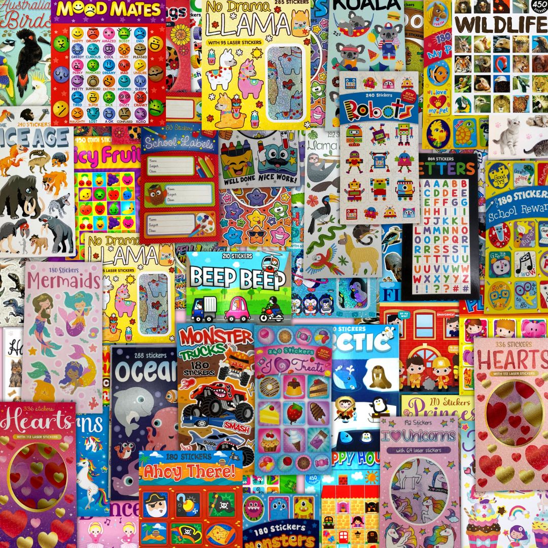 Bulk Sticker Books 100 Pack Value Bundle - Random Assorted Designs