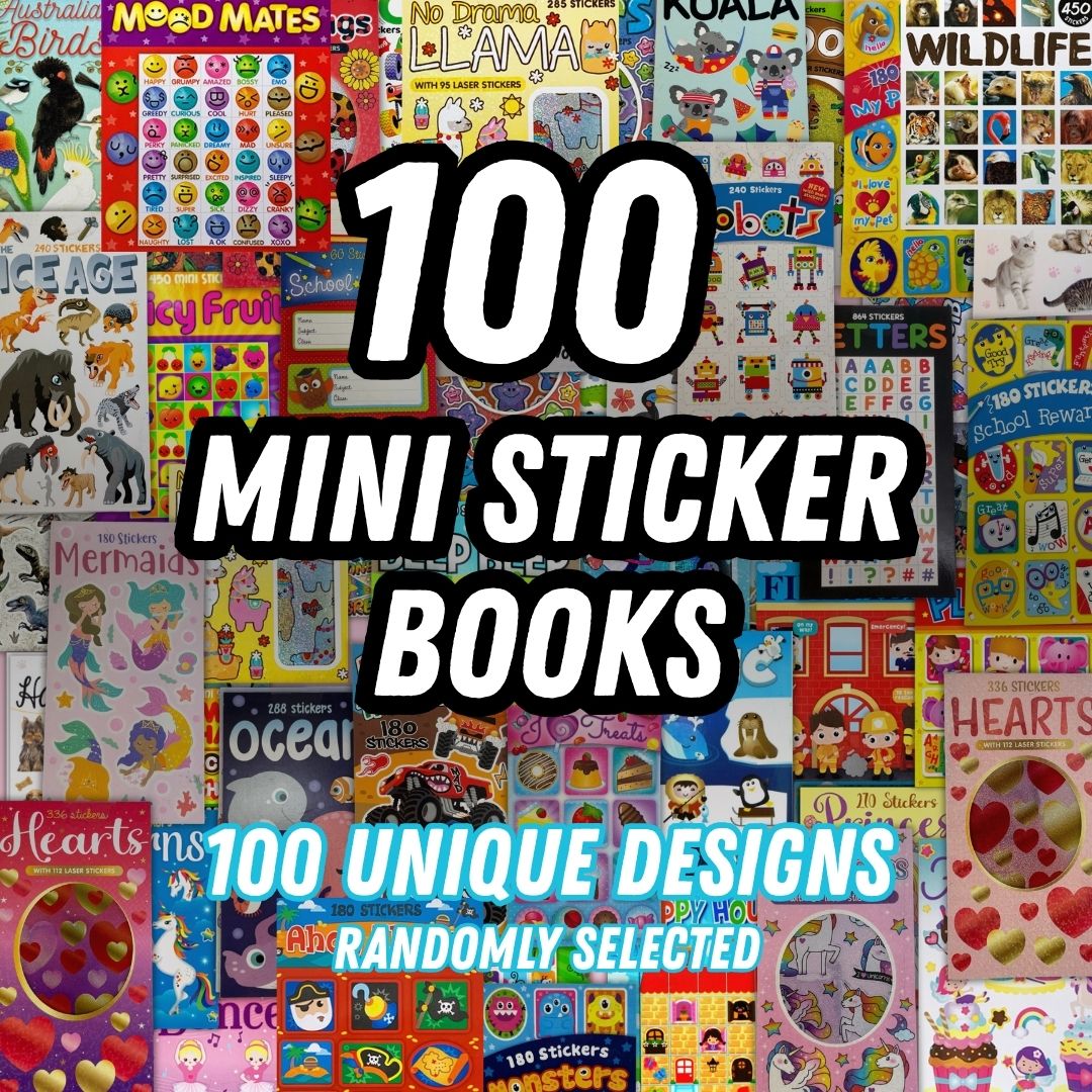 Bulk Sticker Books 100 Pack Value Bundle - Random Assorted Designs