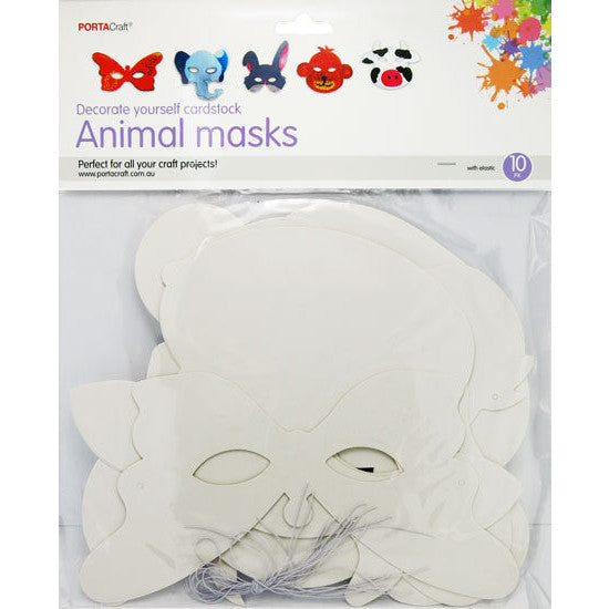 Porta Craft Cardstock Masks w Elastic 10pc Animals