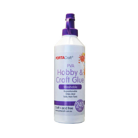 Porta Craft Hobby & Craft Glue PVA White 240ml Repositionable