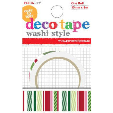 Porta Craft Striped Christmas Washi Tape 15mm x 10m