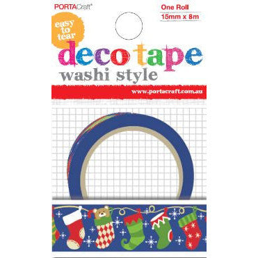 Porta Craft Christmas Stocking Washi Tape 15mm x 10m