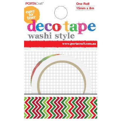 Porta Craft Red & Green Chevron Washi Tape 15mm x 10m