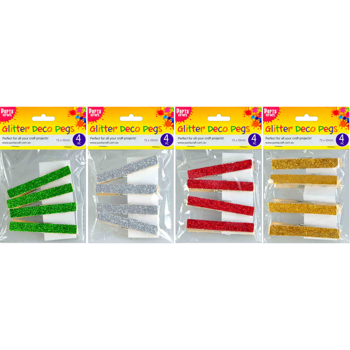Porta Craft Christmas Glitter Craft Pegs 7.2cm 4pk