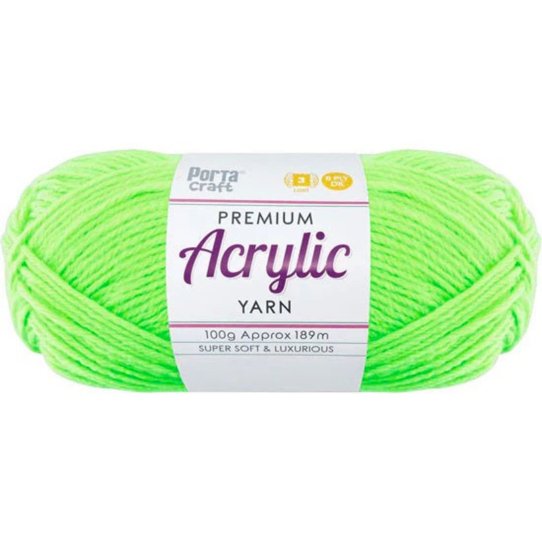 Acrylic Yarn 100g 189m 8ply Brite Green