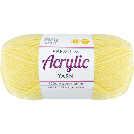 Acrylic Yarn 100g 189m 8ply Lemon