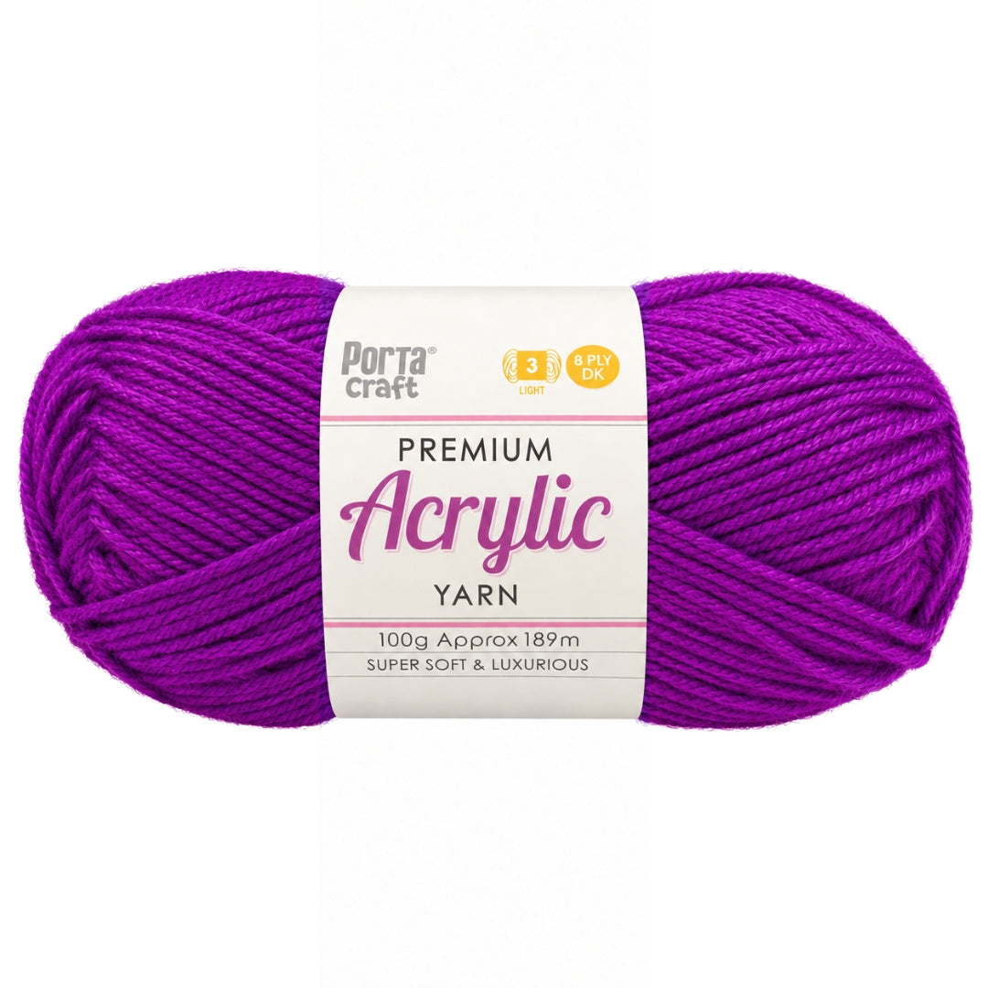 Acrylic Yarn 100g 189m 8ply Purple Surprise - Porta Craft | Craft Vault Australia