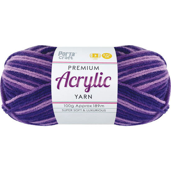 Acrylic Yarn 100g 189m 8ply Purple Popper