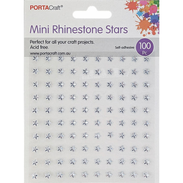 Rhinestone Decal Stars  5mm 100pc Clear 1 Sheet