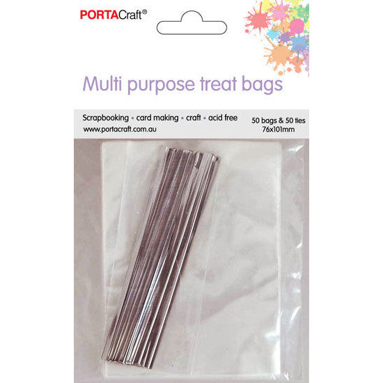 Fifty mini clear treat bags with ties for favours and small craft gifts