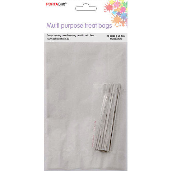 Clear side gusset treat bags with ties for party favours and small gifts