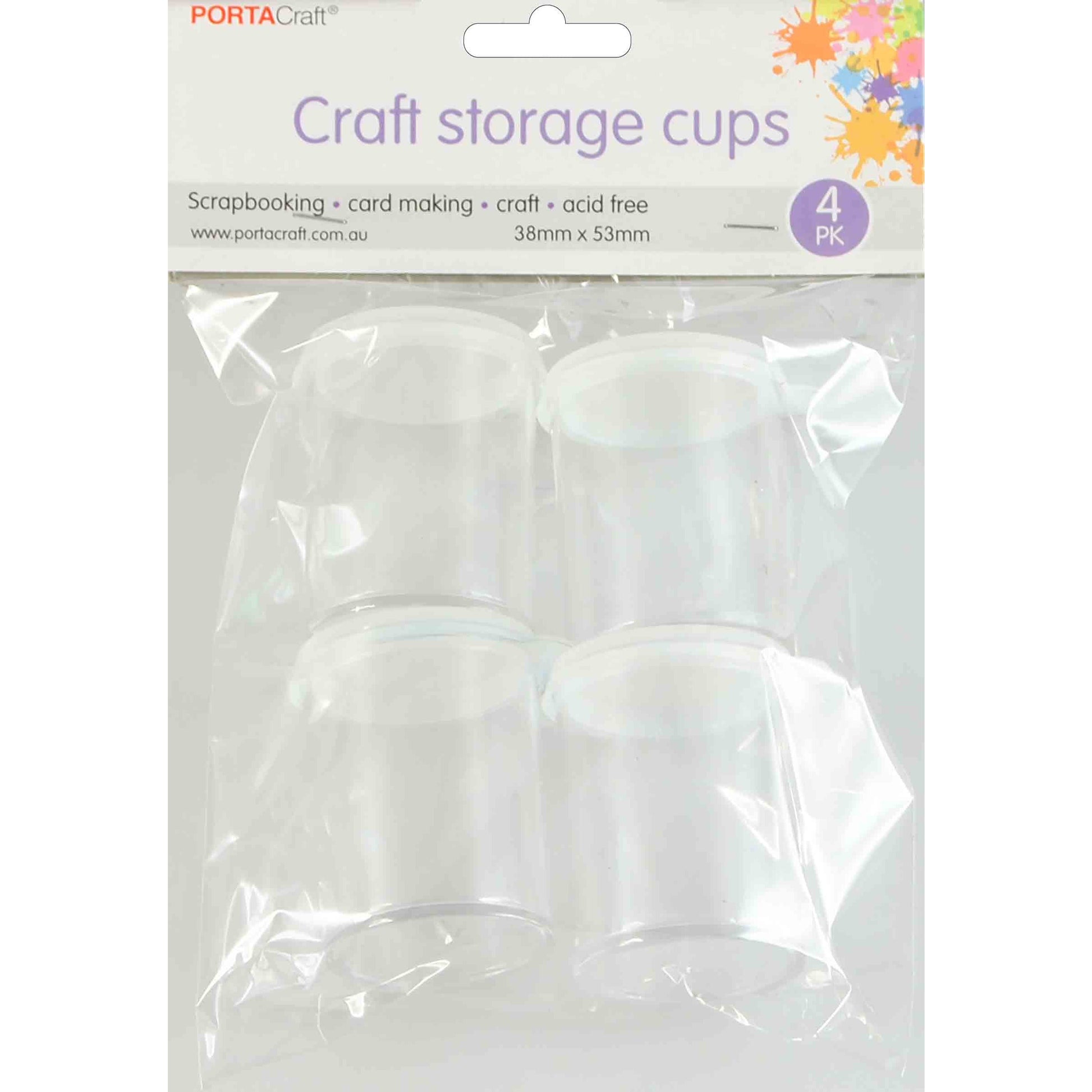Porta Craft Clear Storage Cups 38x53mm 4pk