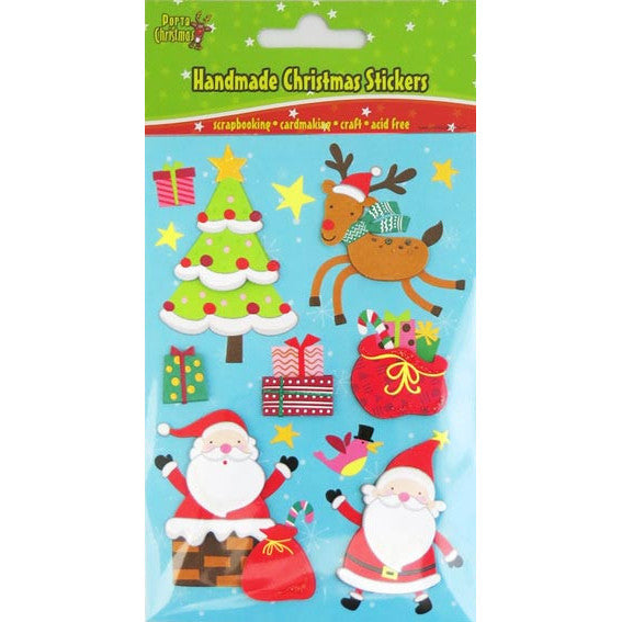 Handmade Xmas Stickers (Tree, Reindeer, Santa)