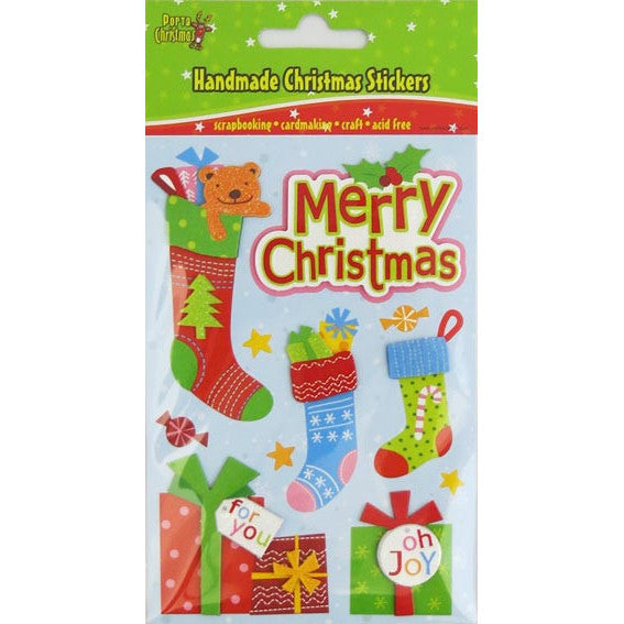 Handmade Christmas Stickers - Stockings & Presents