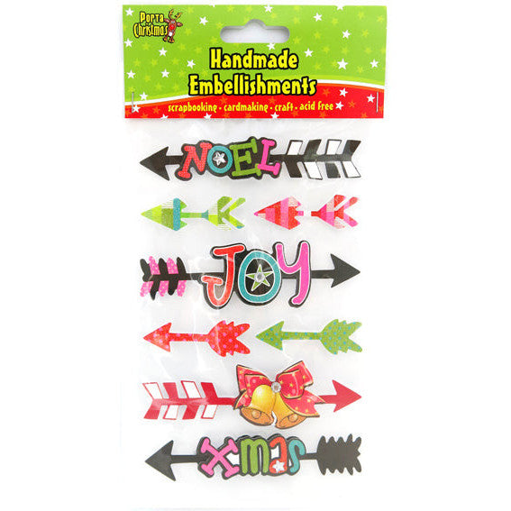 Christmas Glitter Word Embellishments - Noel, Joy & Christmas