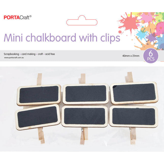 Porta Craft Pegs with Rectangle Chalkboards 41x21mm - 6pk