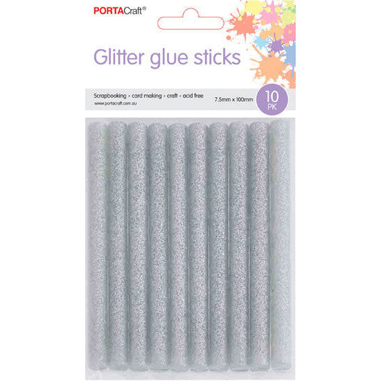 Glue Gun Sticks 7.5mm x 100mm 10 Pack – Glitter Silver
