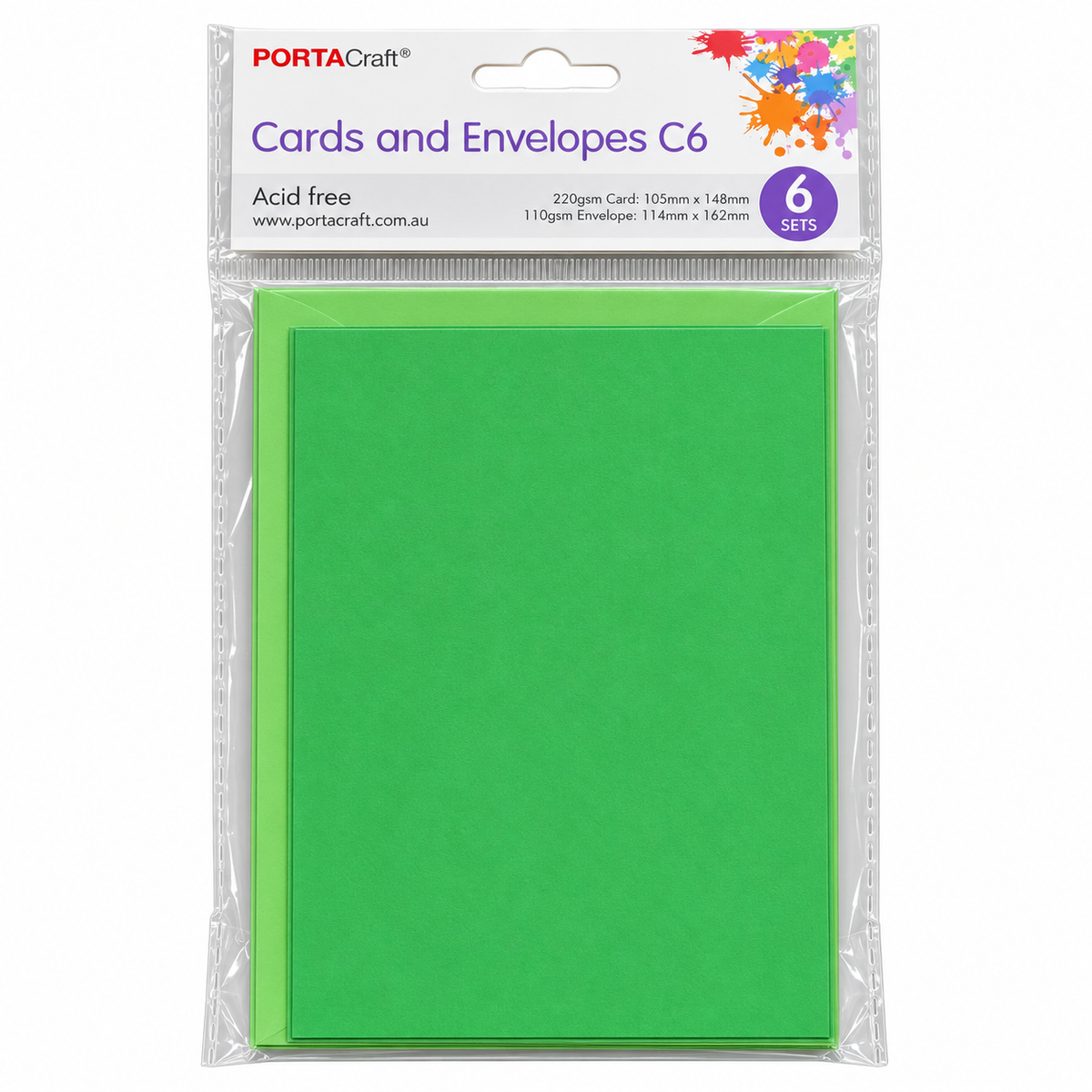 Cards & Envelopes C6 6pk Tree Green
