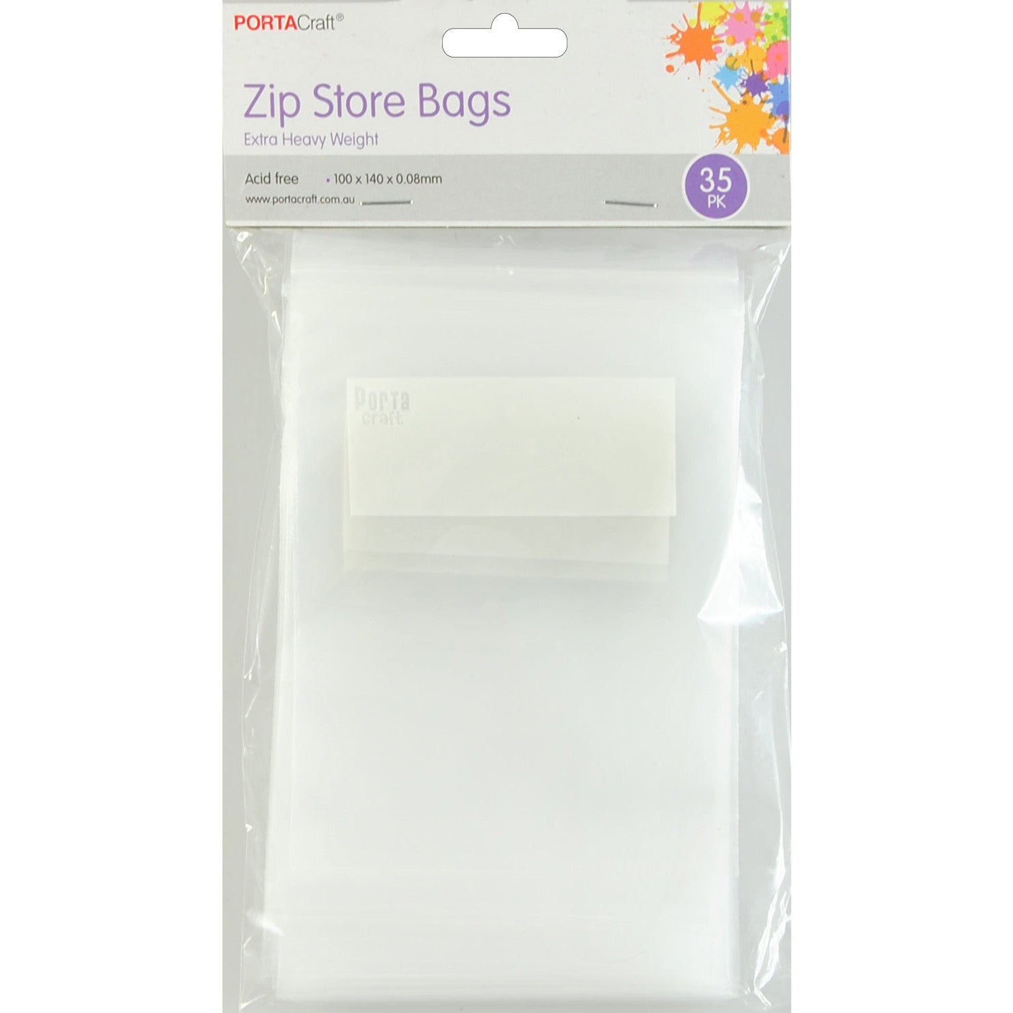 Clear zip store bags with white write-on label panels for craft supplies