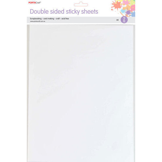 Porta Craft Double Sided Sticky Sheets A4 - 210x297mm 2pk