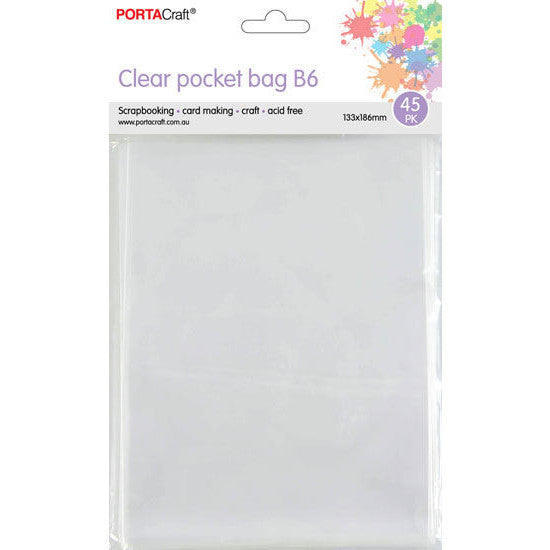 Clear B6 pocket bags for storing handmade cards photos and craft pieces