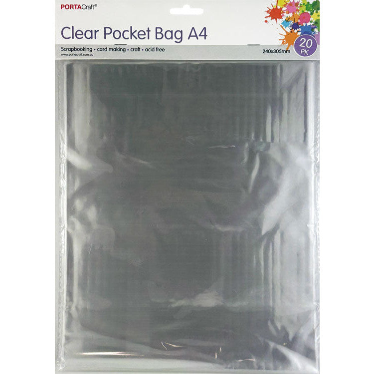 Clear A4 pocket bags for artwork scrapbook pages and paper craft storage