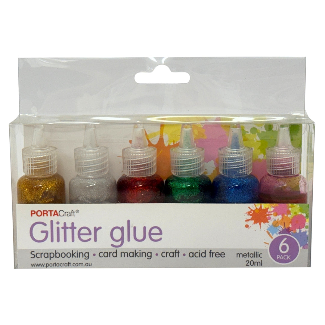 Glitter Glue 20ml 6pk - Metallic Colours