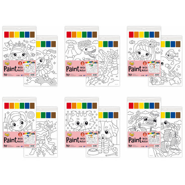 Water Paint Kit 2pk 6 Assorted