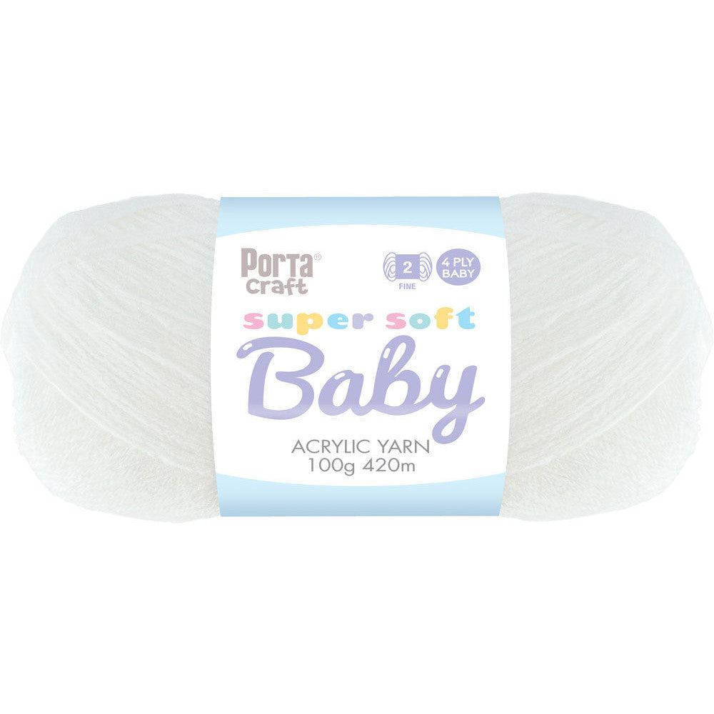 Super Soft Baby Acrylic Yarn 420m 4ply White