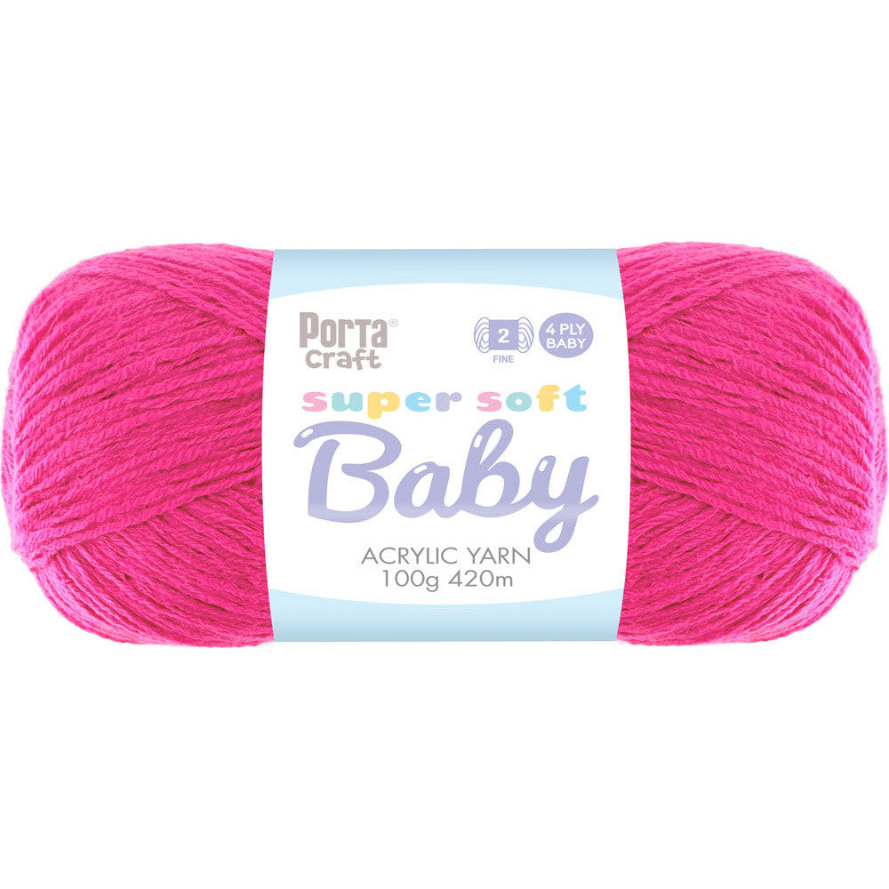 Super Soft Baby Acrylic Yarn 420m 4ply Fun Pink