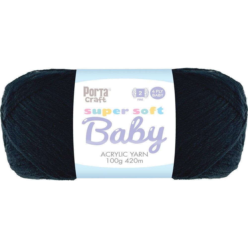 Super Soft Baby Acrylic Yarn 420m 4ply Black