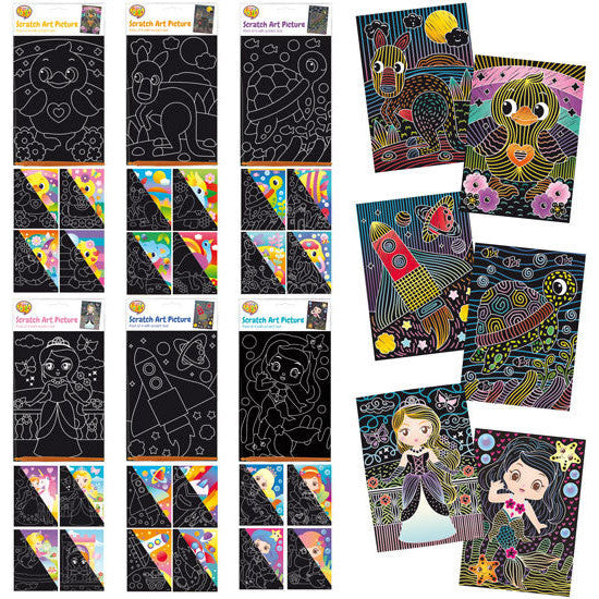 Scratch Art Pictures 4pk 6 Assorted