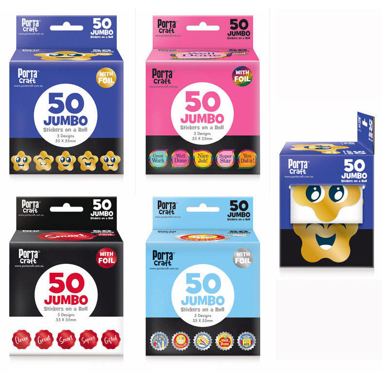 Jumbo Foil Merit Boxed Stickers for Teachers Bulk 4pk