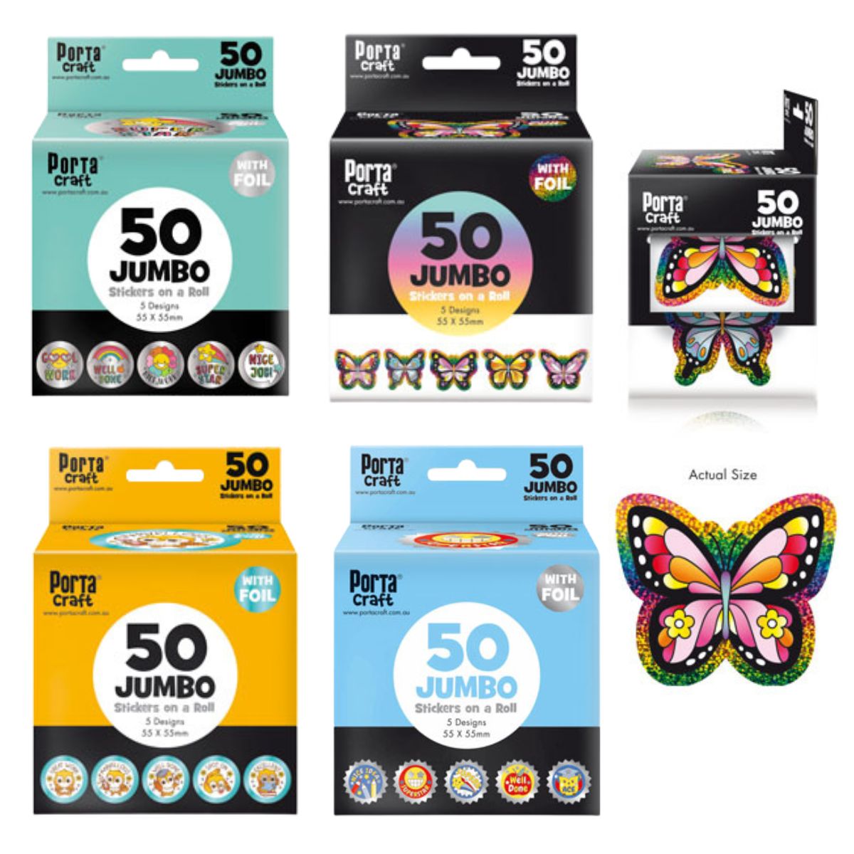 Jumbo Foil Merit Boxed Stickers for Teachers Bulk 4pk (Set B)