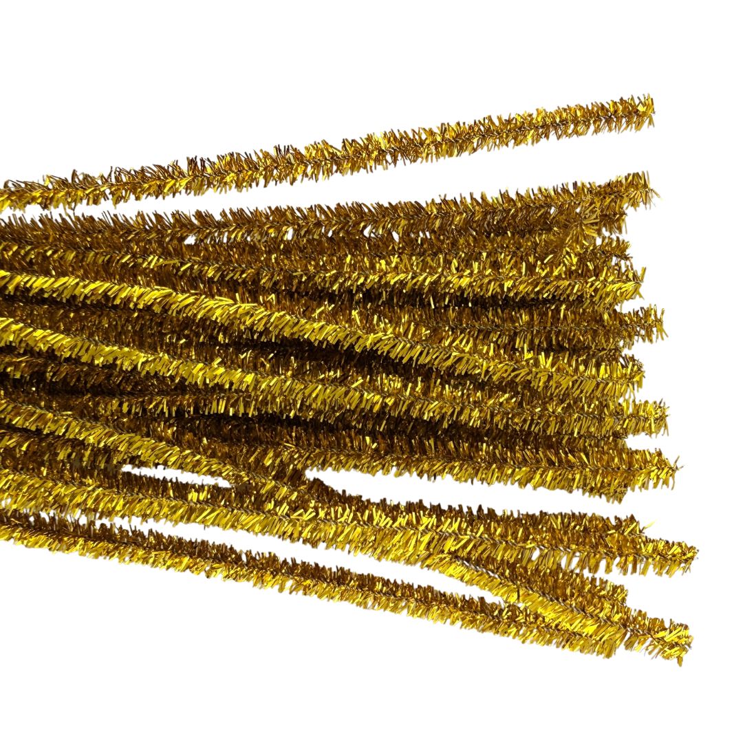 Gold Tinsel Pipe Cleaners 6mm 24pk