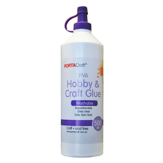 Porta Craft Hobby & Craft Glue PVA White 500ml Repositionable