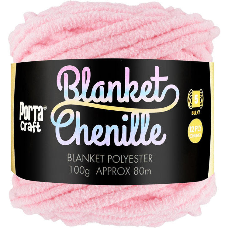 Light Pink Polyester Chenille Yarn Porta Craft Australia