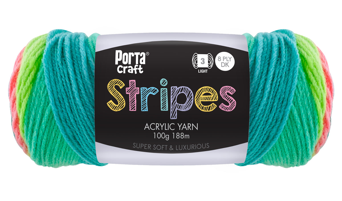 Stripes Acrylic Yarn 100g 188m 8ply Retro