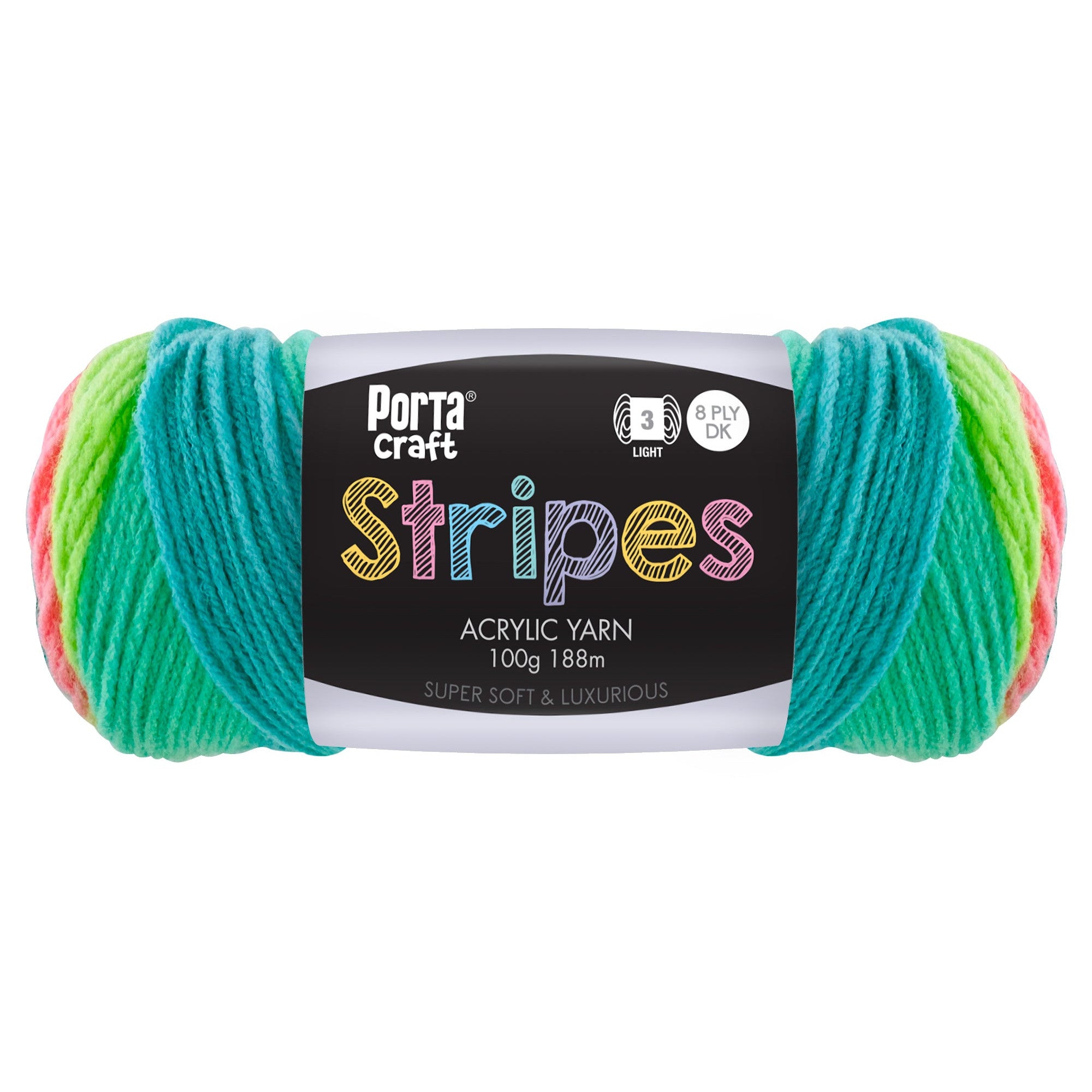 Stripes Acrylic Yarn 100g 188m 8ply Retro
