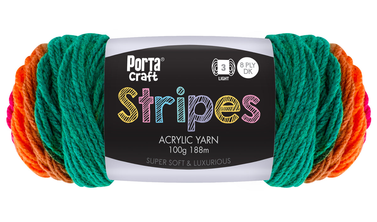 Stripes Acrylic Yarn 100g 188m 8ply Preppy