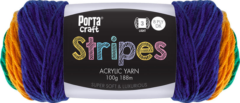 Stripes Acrylic Yarn 100g 188m 8ply Favourite