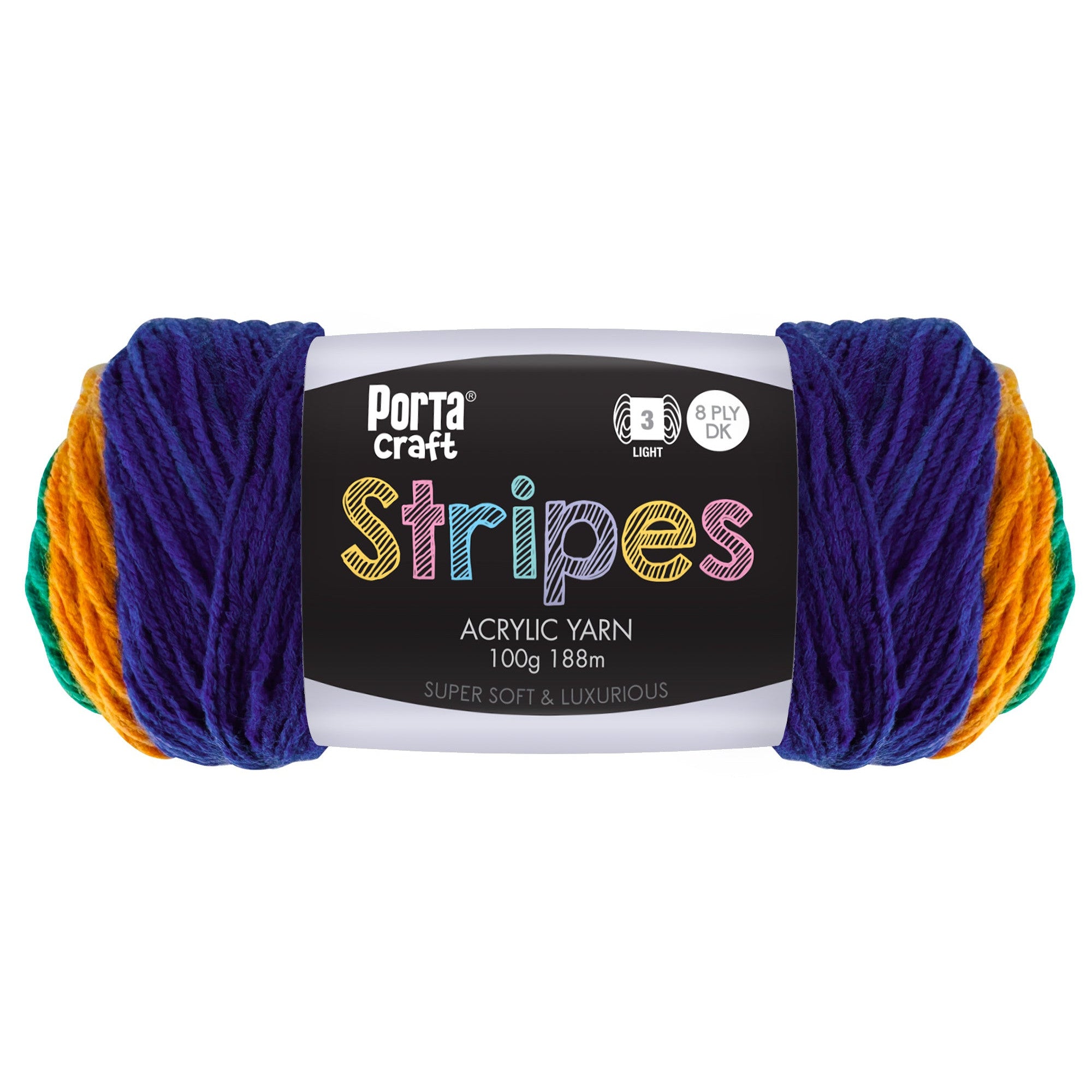 Stripes Acrylic Yarn 100g 188m 8ply Favourite