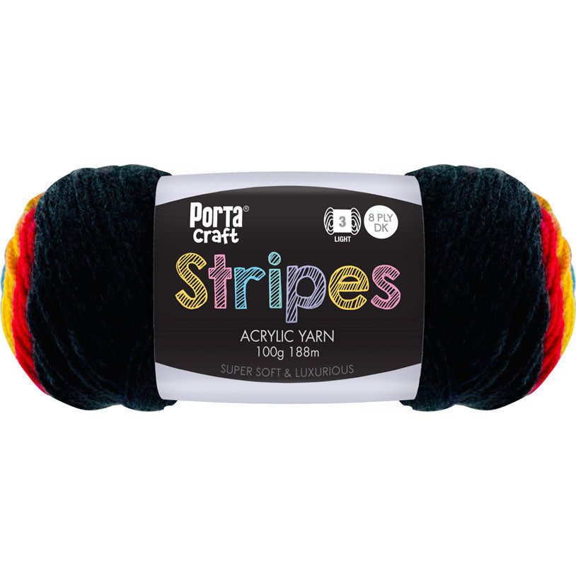 Stripes Acrylic Yarn 100g 188m 8ply Neon